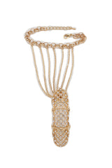 Gold Metal Hand Chain Bracelet Bling Band Elastic Ring Hot