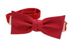 Fashion Belt Gold Plate Elastic Band Red Faux Leather Bow Tie Buckle S M L