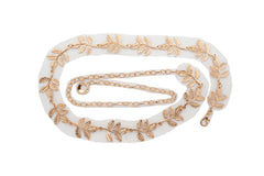 Greek Style Filigree Leaf Metal Chain Belt