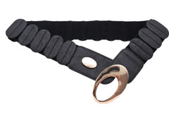 Waistband Black Elastic Band Fashion Belt Gold Metal Oval Buckle Size S M