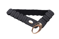 Waistband Black Elastic Band Fashion Belt Gold Metal Oval Buckle Size S M