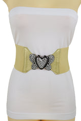 Wide Elastic Gold Fashion Hip High Waist Belt Butterfly Heart Buckle S M