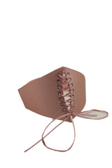 Salmon Pink Wide Faux Silk Fabric Elastic Band Corset Fashion Belt Fit S M