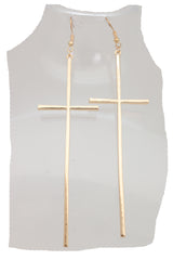 Long Cross Dangle Earrings