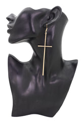Long Cross Dangle Earrings