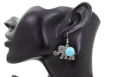 Earrings Set Ethnic Silver Metal Indian Elephant Jewelry Turquoise Blue
