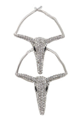 Silver Rhinestone Texas Longhorn Hoop Earrings