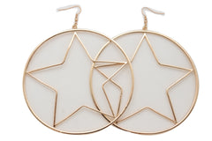 Earring Set Big Gold Metal Hoop Texas Lone Star Bling Fashion Hot Jewelry