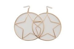 Earring Set Big Gold Metal Hoop Texas Lone Star Bling Fashion Hot Jewelry