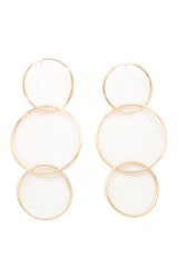 3 Linked Circles Long Drop Earrings