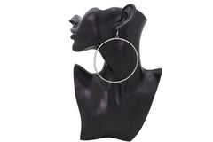 Earrings Set Silver Metal Casual Day Wear Large Size Hoop