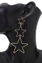 3 Outline Stars Long Dangle Earrings