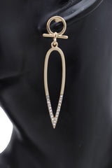 Metal Water Drop Cross Outline Dangle Earrings