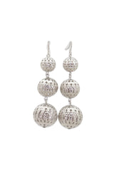 Hook Earrings Set Silver Mesh Metal Disco 3 Balls Dangle