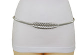 Silver Metal Leaf Elastic Waistband Fashion Belt Hip High Waist Size S M L