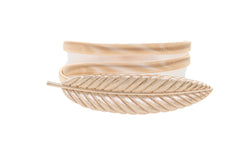 Gold Metal Elastic Narrow Band Wedding Bridal Belt Leaf Buckle Size S M L