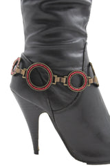 Antique Gold Red Dark Silver Black Rings Anklet Bling Shoe Charm New Women Boot Bracelet Metal Chain - alwaystyle4you - 12