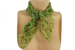 Green Blue Small Neck Scarf Fabric Geometric Square Print Pocket Square New Women Fashion - alwaystyle4you - 17