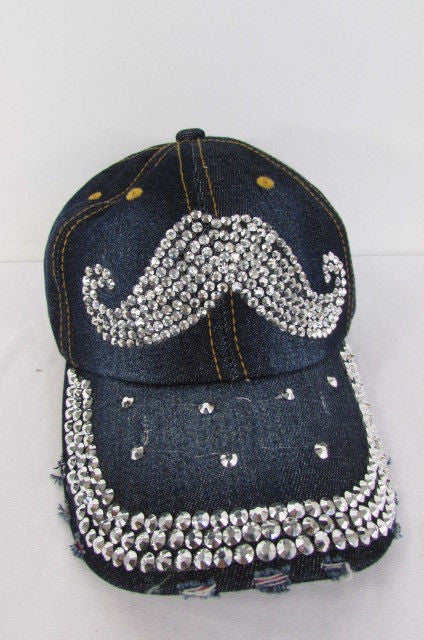 Women Men Baseball Cap Fashion Hat MUSTACHE Denim - alwaystyle4you - 1