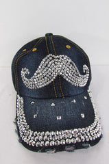 Women Men Baseball Cap Fashion Hat MUSTACHE Denim - alwaystyle4you - 1