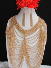 Long Gold / Silver Two Elegant Necklaces + Earring Set Thin Links New Women Fashion Jewelry - alwaystyle4you - 3