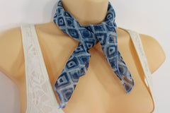 Green Blue Small Neck Scarf Fabric Geometric Square Print Pocket Square Women Fashion - alwaystyle4you - 1