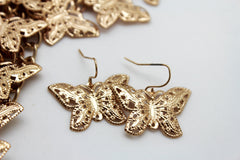 Gold Metal Long Necklace Chains Wide Multi Butterflys Matching Earring Set Fashion Women Jewelry - alwaystyle4you - 2