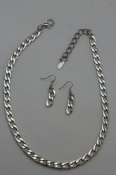 Gold Silver Plastic Chain Link Light Jewelry Short Necklace + Earring Set New Women Fashion - alwaystyle4you - 5