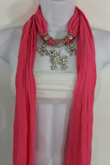 Blue, Black, L. Pink, Pink Fuscia Soft Fabric Scarf Silver Metal Poodle Dog Pendant New Women Fashion - alwaystyle4you - 13
