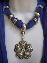 Blue Light Blue Black Dark Brown Light Pink Coral White Soft Scarf Necklace Heart Flower Silver Pendant New Women Fashion 6 Different Colors - alwaystyle4you - 15