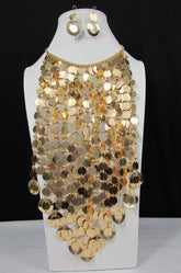 Multi Circles Strands Chains Gold Metal Ball 20" Long New Women Fashion Necklace + Earrings Set - alwaystyle4you - 10