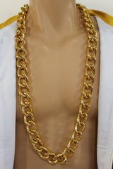 Chunky Metal Thick Chain Links Heavy Long Necklace Gold Hip Hop New Men Biker Fashion - alwaystyle4you - 4