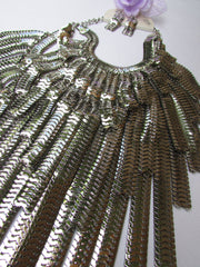 Dressy Casual Wide Multi Strand Gold / Silver Links Chains Wide Metal New Women Necklace 20" - alwaystyle4you - 22