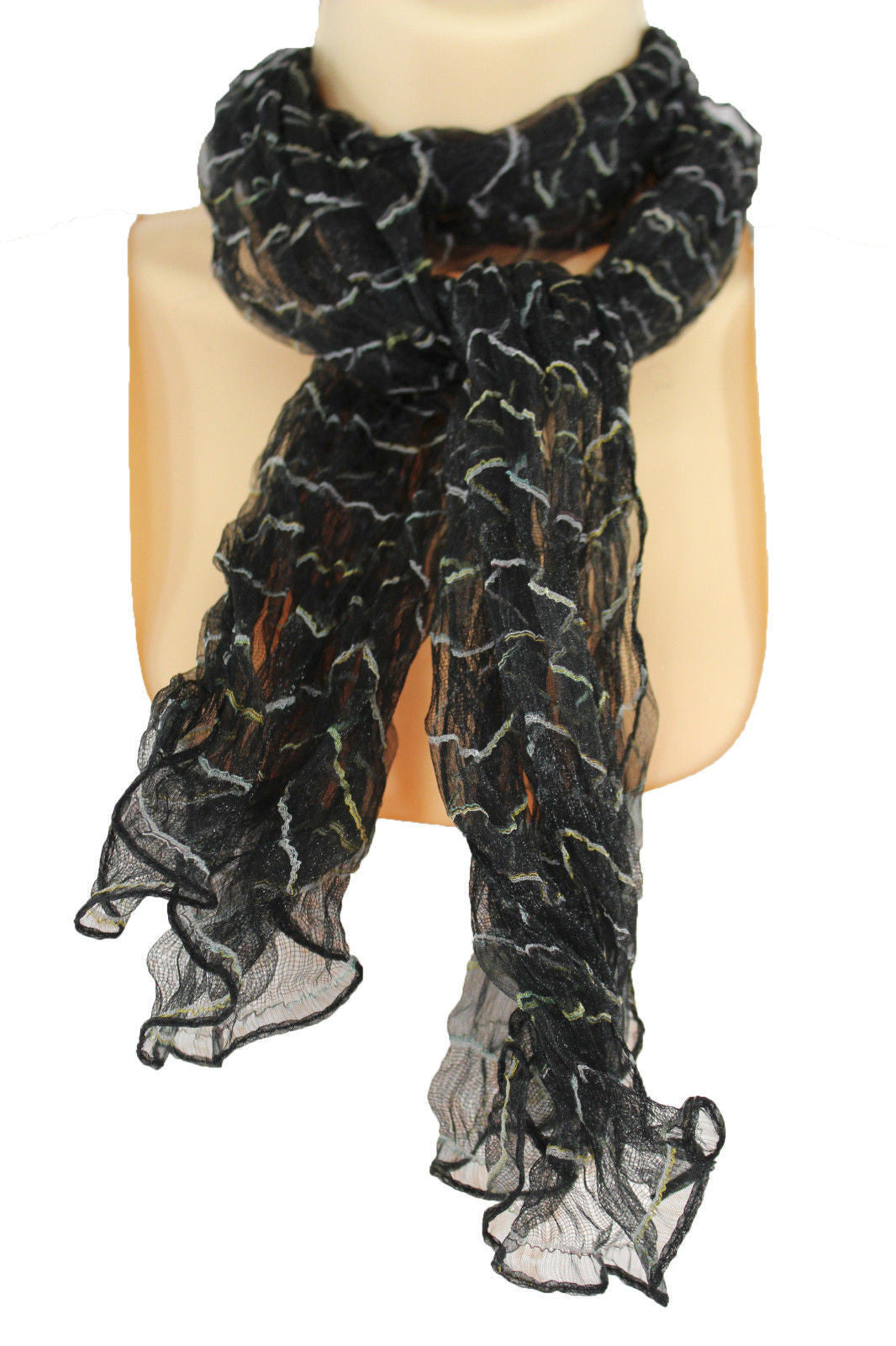 Women Sheer Scarf Fashion Neck Wrap Long White Black Pink Blue Green Yellow - alwaystyle4you - 1