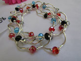 5 Elastic Row Strands Anklets Black Blue Silver Red Beads New Women Fashion Jewelry - alwaystyle4you - 2