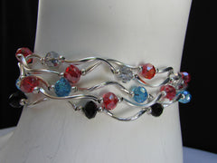 5 Elastic Row Strands Anklets Black Blue Silver Red Beads New Women Fashion Jewelry - alwaystyle4you - 3