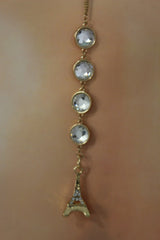 Gold Eiffel Tower Back Pendant Necklace Metal Chains New Women Fashion Jewelry - alwaystyle4you - 2