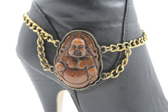Gold Metal Boot Chain Bracelet Fat Buddha India Anklet Bohemian Shoe Charm Women - alwaystyle4you - 1