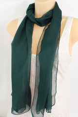 Dark Brown Dark Green Dark Blue Brown Neck Scarf Long Soft Sheer Fabric Tie Wrap Classic New Women Fashion - alwaystyle4you - 10