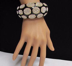 Gold Metal Wide Bracelet Black Animal Print Silver Rhinestone New Women Fashion Jewelry Accessories - alwaystyle4you - 3