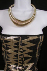 Gold Metal Elastic Spring Chains Necklace Classic Style Women Trendy