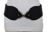 Hip High Waist Fashion Wide Black Belt Silver Metal Studs Buckle Size S M