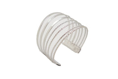 Silver Metal Bangle Cuff Bracelet Jewelry Fashion Stripes Fan Fancy Style