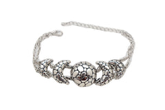 Fashion Bracelet Silver Metal Chain Link Moon Crescent Charms Band Jewelry