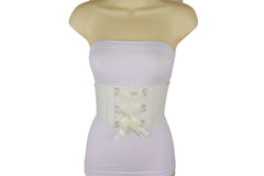 Elegant Fashion Cream Wide Elastic Tie Floral Lace Corset Belt Size S M