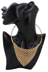 Women Gold Metal Choker Bib Strand Jewelry Fashion Necklace Bling Mesh Elegant Fancy Style