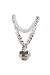 Silver Metal Chain Necklace Heart Pendant Faith Hope Love