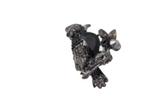 Black Metal Ring Elastic Band Size Bling Bird Tree Branch