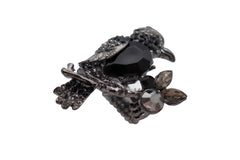 Black Metal Ring Elastic Band Size Bling Bird Tree Branch