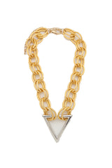 Fashion Necklace Gold Metal Chain Links Silver Triangle Pendant Geometric Shapes